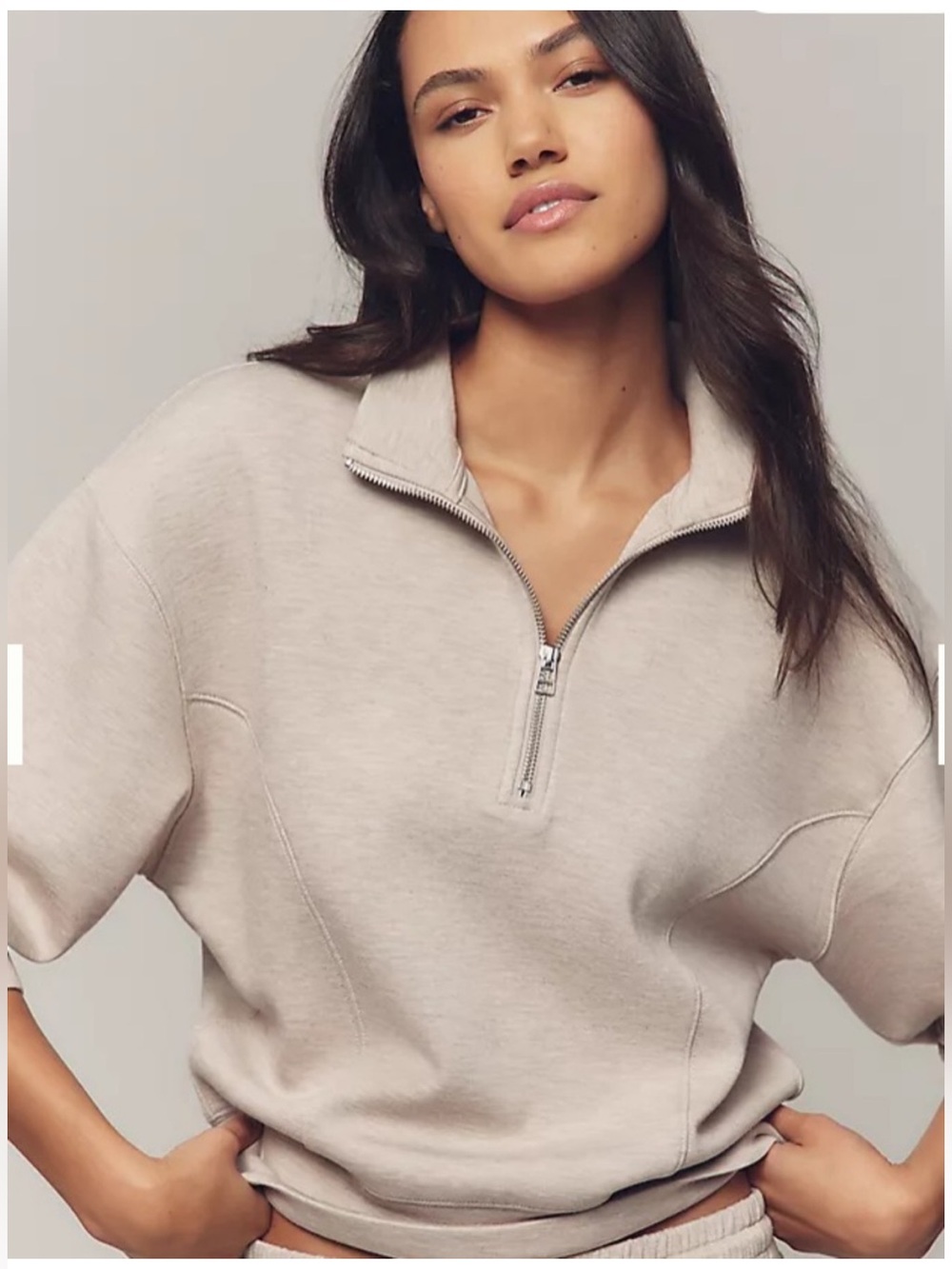 Daily Practice Anthropologie Half-Zip Pullover Sweatshirt Mink Heather X-Small
